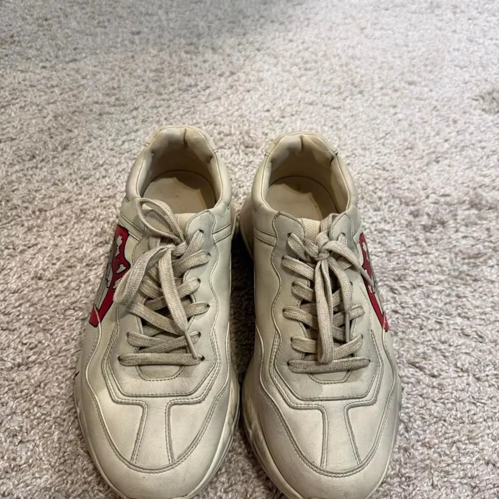 Gucci Men's Cream and Tan Trainers